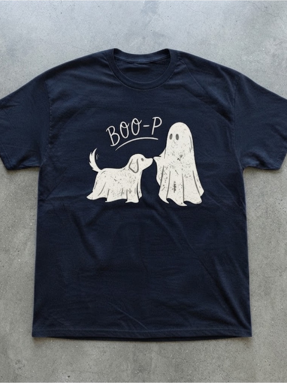 Funny Ghost Dog Boo-P Graphic Black Gildan T-shirt